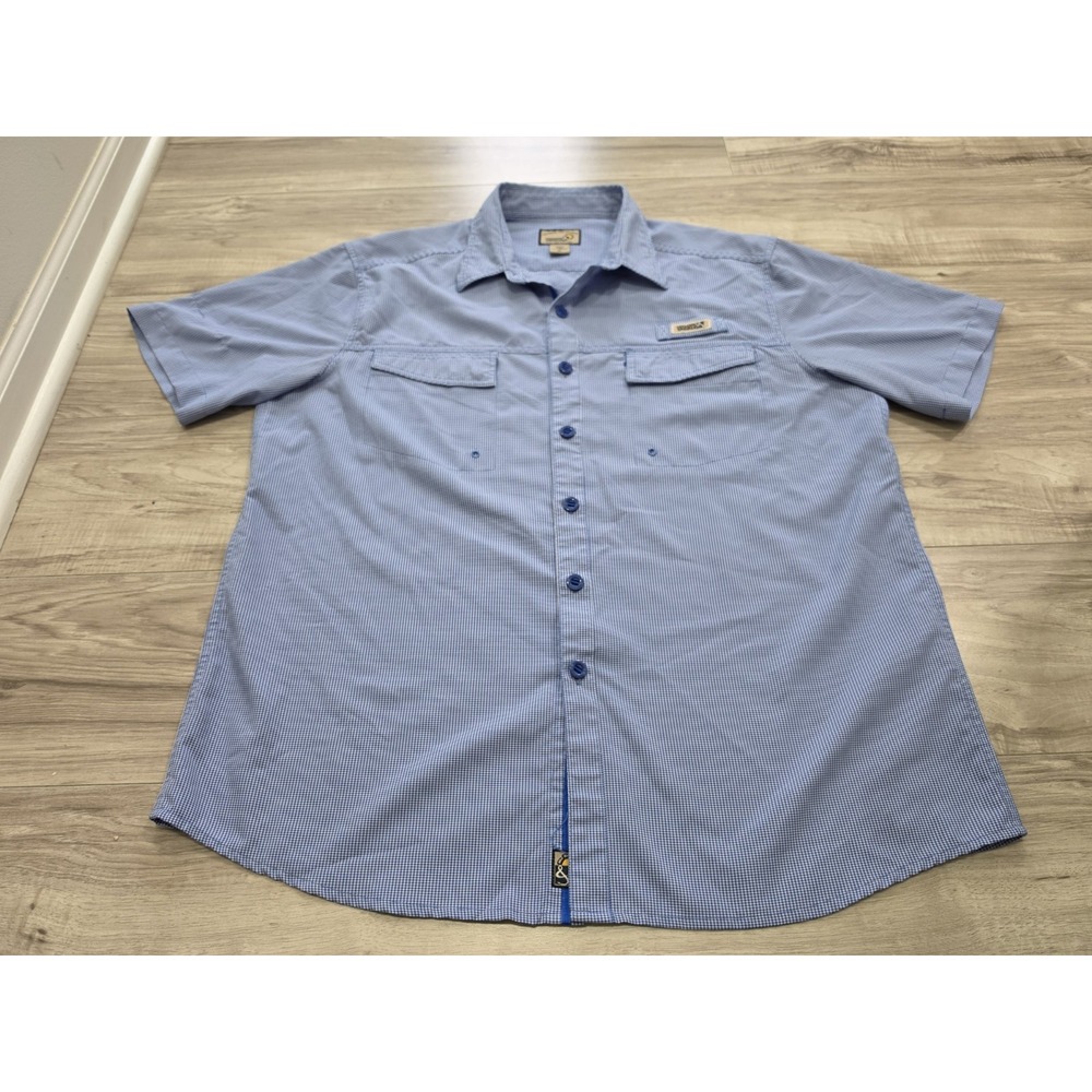Hook & Tackle Button Vented Fishing Shirt Blue XL